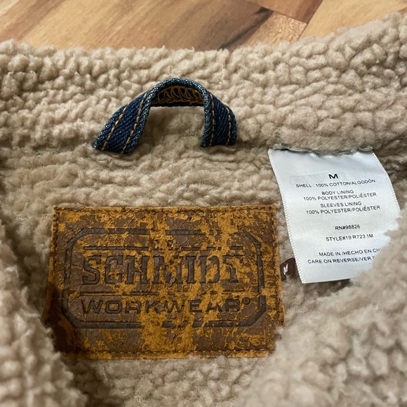 Schmidt Workwear sherpa-lined denim trucker jacket Sz Med - Picture 3 of 8